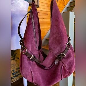 Kenneth Cole New York Burgundy Suede Shoulder Bag Vintage